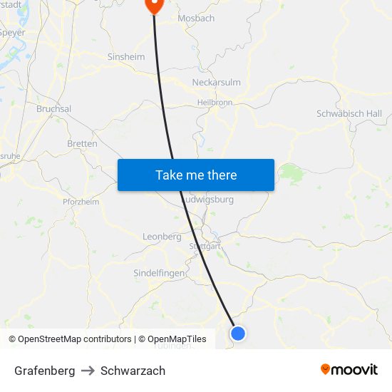 Grafenberg to Schwarzach map