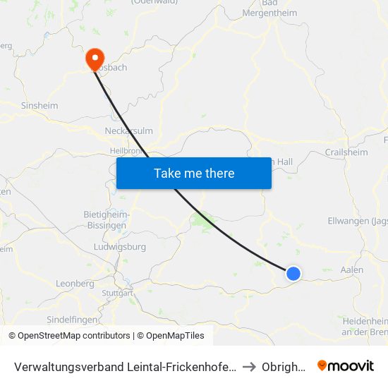 Verwaltungsverband Leintal-Frickenhofer Höhe to Obrigheim map