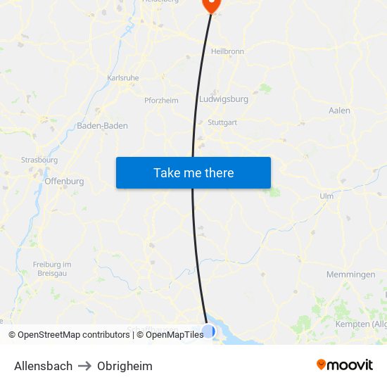 Allensbach to Obrigheim map