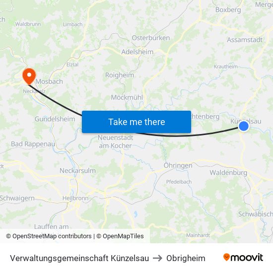 Verwaltungsgemeinschaft Künzelsau to Obrigheim map