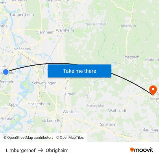 Limburgerhof to Obrigheim map