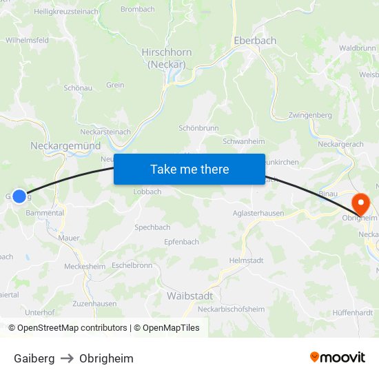 Gaiberg to Obrigheim map