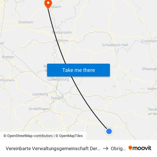 Vereinbarte Verwaltungsgemeinschaft Der Gemeinde Deggingen to Obrigheim map