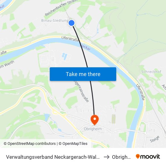 Verwaltungsverband Neckargerach-Waldbrunn to Obrigheim map