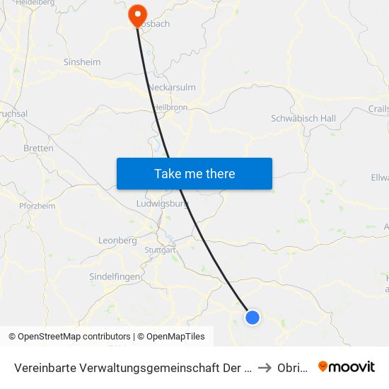 Vereinbarte Verwaltungsgemeinschaft Der Stadt Weilheim An Der Teck to Obrigheim map
