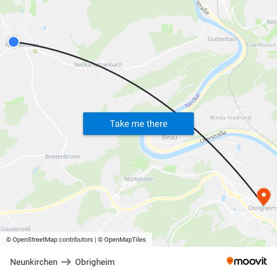 Neunkirchen to Obrigheim map