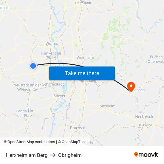 Herxheim am Berg to Obrigheim map