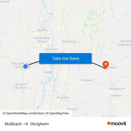 Mußbach to Obrigheim map