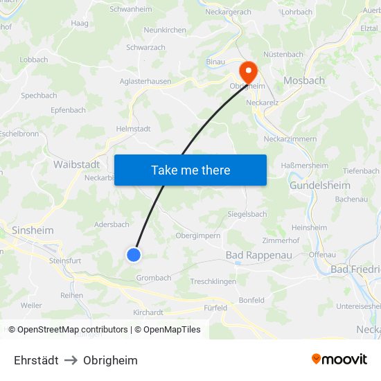 Ehrstädt to Obrigheim map