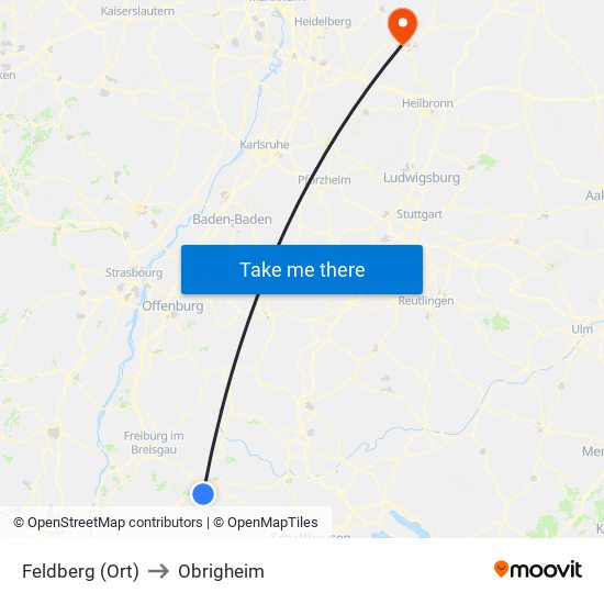 Feldberg (Ort) to Obrigheim map