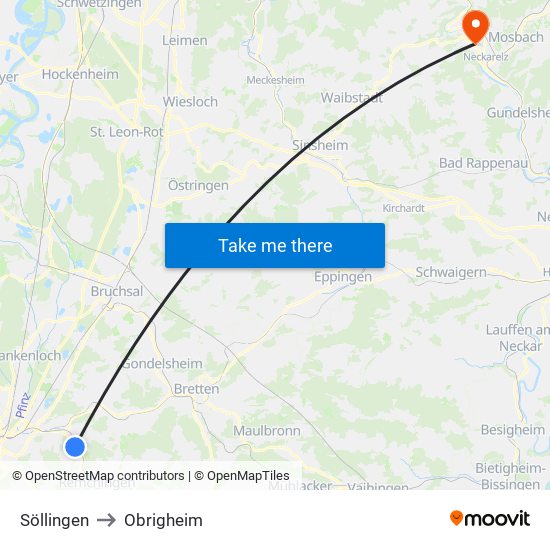 Söllingen to Obrigheim map