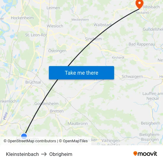 Kleinsteinbach to Obrigheim map