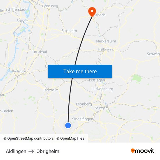 Aidlingen to Obrigheim map