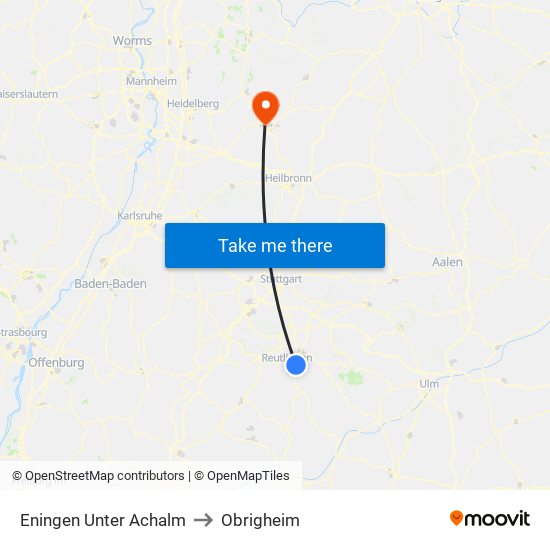 Eningen Unter Achalm to Obrigheim map