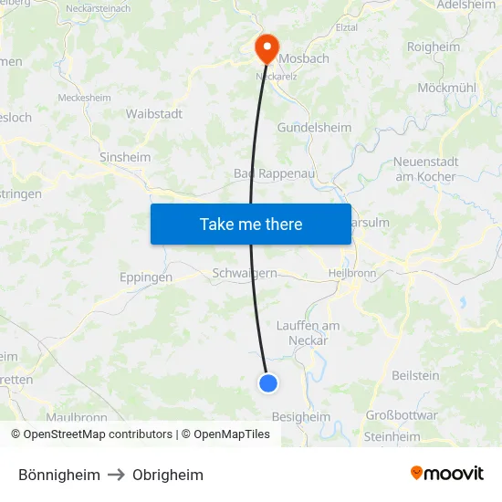 Bönnigheim to Obrigheim map