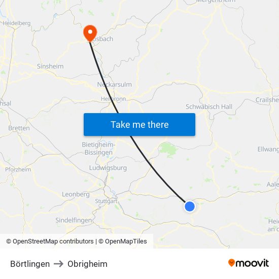 Börtlingen to Obrigheim map
