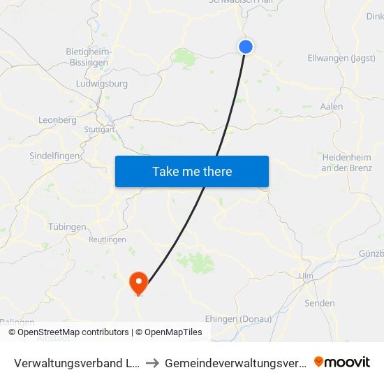 Verwaltungsverband Limpurger Land to Gemeindeverwaltungsverband Engstingen map