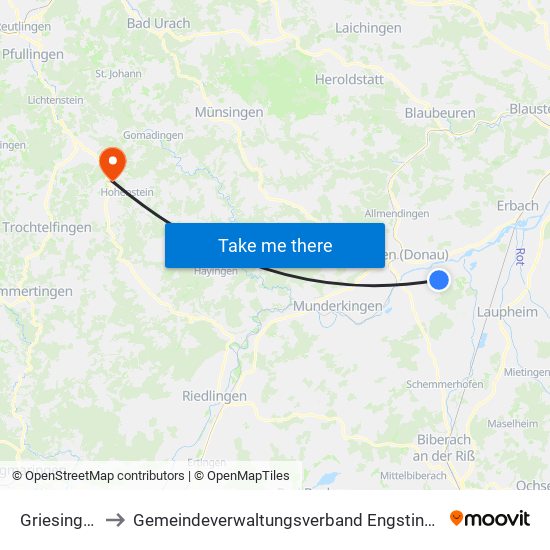 Griesingen to Gemeindeverwaltungsverband Engstingen map