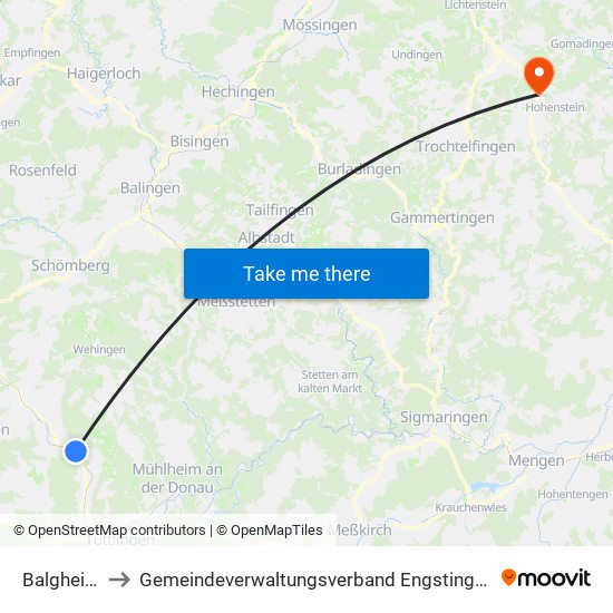Balgheim to Gemeindeverwaltungsverband Engstingen map