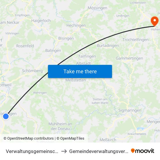 Verwaltungsgemeinschaft Trossingen to Gemeindeverwaltungsverband Engstingen map