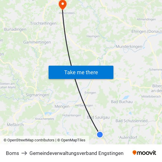 Boms to Gemeindeverwaltungsverband Engstingen map