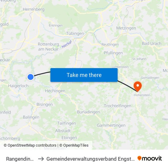 Rangendingen to Gemeindeverwaltungsverband Engstingen map