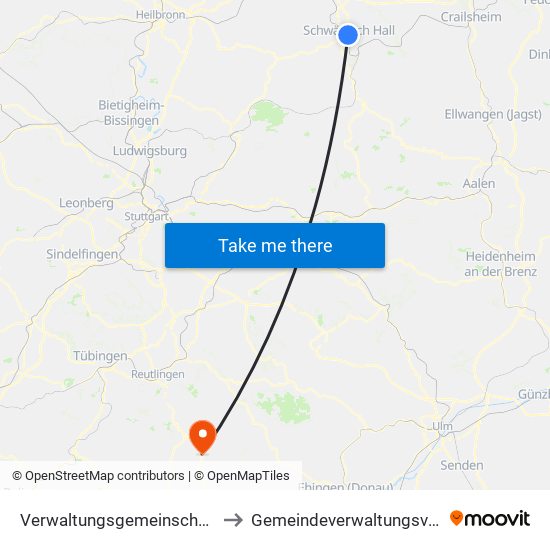 Verwaltungsgemeinschaft Schwäbisch Hall to Gemeindeverwaltungsverband Engstingen map