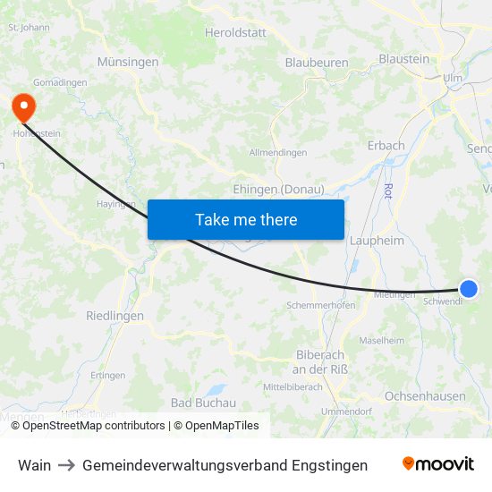 Wain to Gemeindeverwaltungsverband Engstingen map