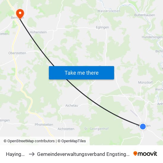 Hayingen to Gemeindeverwaltungsverband Engstingen map