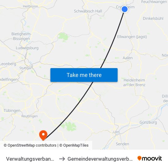 Verwaltungsverband Crailsheim to Gemeindeverwaltungsverband Engstingen map