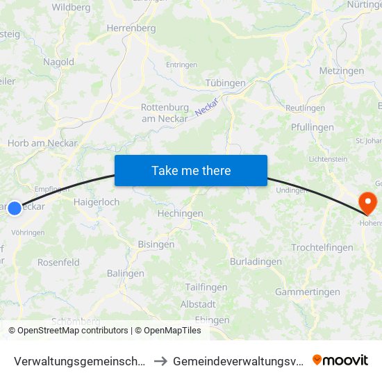 Verwaltungsgemeinschaft Sulz am Neckar to Gemeindeverwaltungsverband Engstingen map