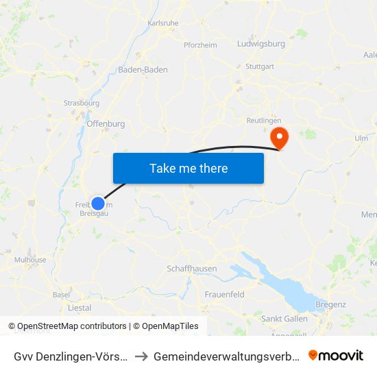 Gvv Denzlingen-Vörstetten-Reute to Gemeindeverwaltungsverband Engstingen map