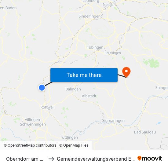 Oberndorf am Neckar to Gemeindeverwaltungsverband Engstingen map