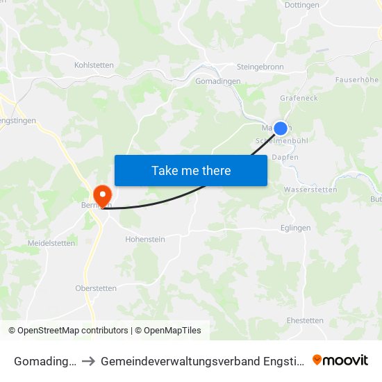 Gomadingen to Gemeindeverwaltungsverband Engstingen map