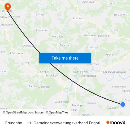 Grundsheim to Gemeindeverwaltungsverband Engstingen map