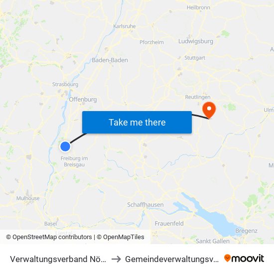 Verwaltungsverband Nördlicher Kaiserstuhl to Gemeindeverwaltungsverband Engstingen map