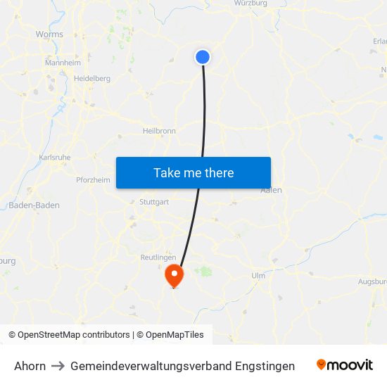 Ahorn to Gemeindeverwaltungsverband Engstingen map