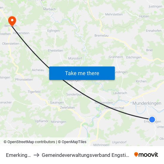 Emerkingen to Gemeindeverwaltungsverband Engstingen map