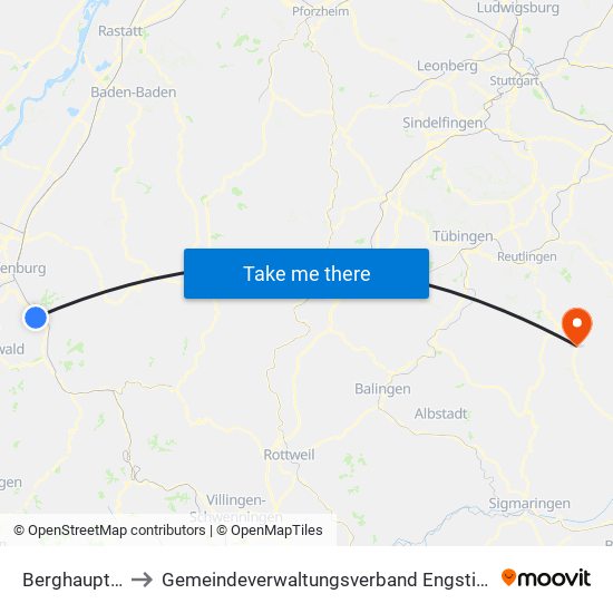 Berghaupten to Gemeindeverwaltungsverband Engstingen map