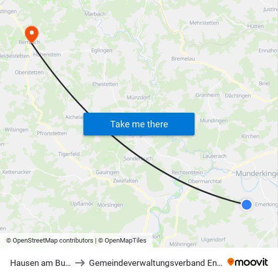Hausen am Bussen to Gemeindeverwaltungsverband Engstingen map