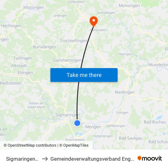 Sigmaringendorf to Gemeindeverwaltungsverband Engstingen map