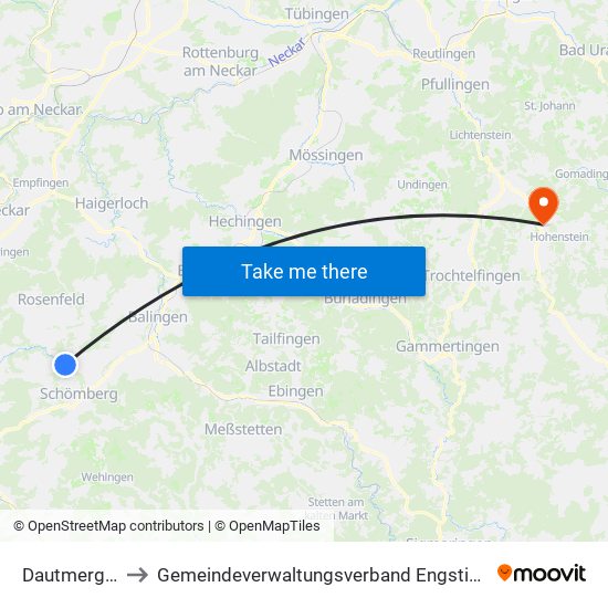 Dautmergen to Gemeindeverwaltungsverband Engstingen map