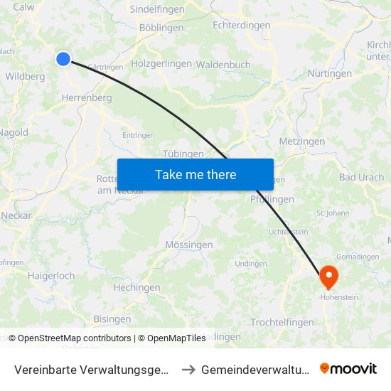 Vereinbarte Verwaltungsgemeinschaft Der Stadt Herrenberg to Gemeindeverwaltungsverband Engstingen map