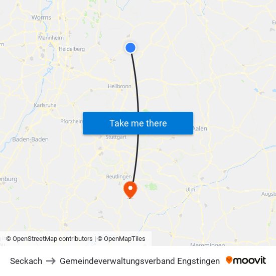Seckach to Gemeindeverwaltungsverband Engstingen map