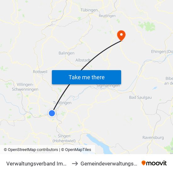 Verwaltungsverband Immendingen-Geisingen to Gemeindeverwaltungsverband Engstingen map