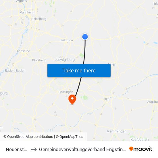 Neuenstein to Gemeindeverwaltungsverband Engstingen map