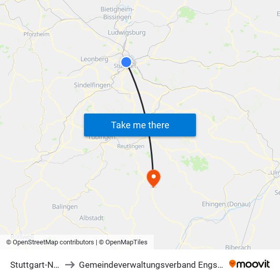 Stuttgart-Nord to Gemeindeverwaltungsverband Engstingen map