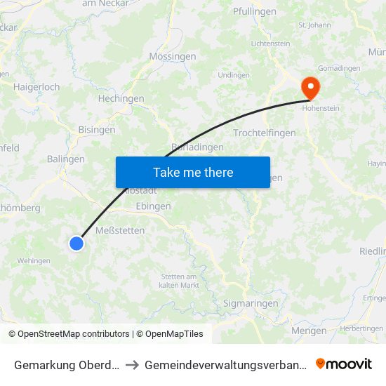 Gemarkung Oberdigisheim to Gemeindeverwaltungsverband Engstingen map