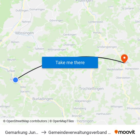 Gemarkung Jungingen to Gemeindeverwaltungsverband Engstingen map