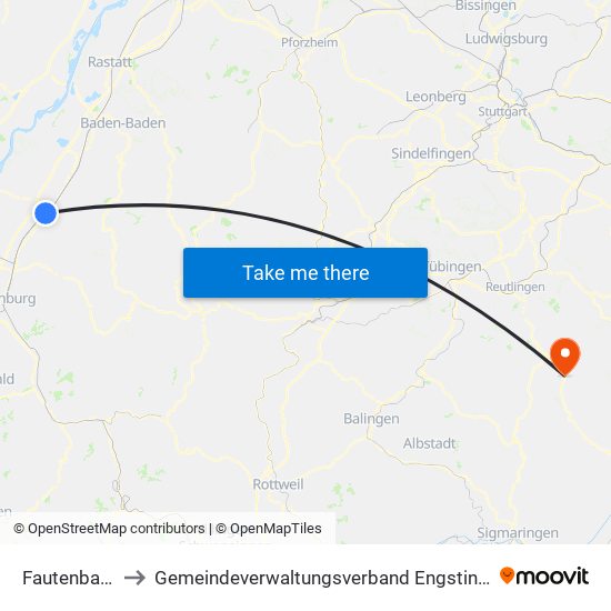 Fautenbach to Gemeindeverwaltungsverband Engstingen map